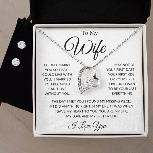 To My Wife - "I Cant Live Without You" (White) Necklace