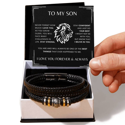 To My Son | Stay Strong Leather Bracelet