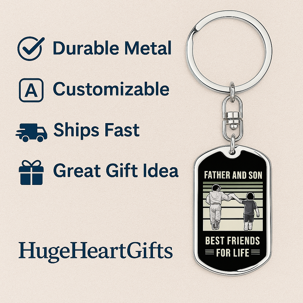 Engraved Father Son Dog Tag Necklace – Customizable Gift