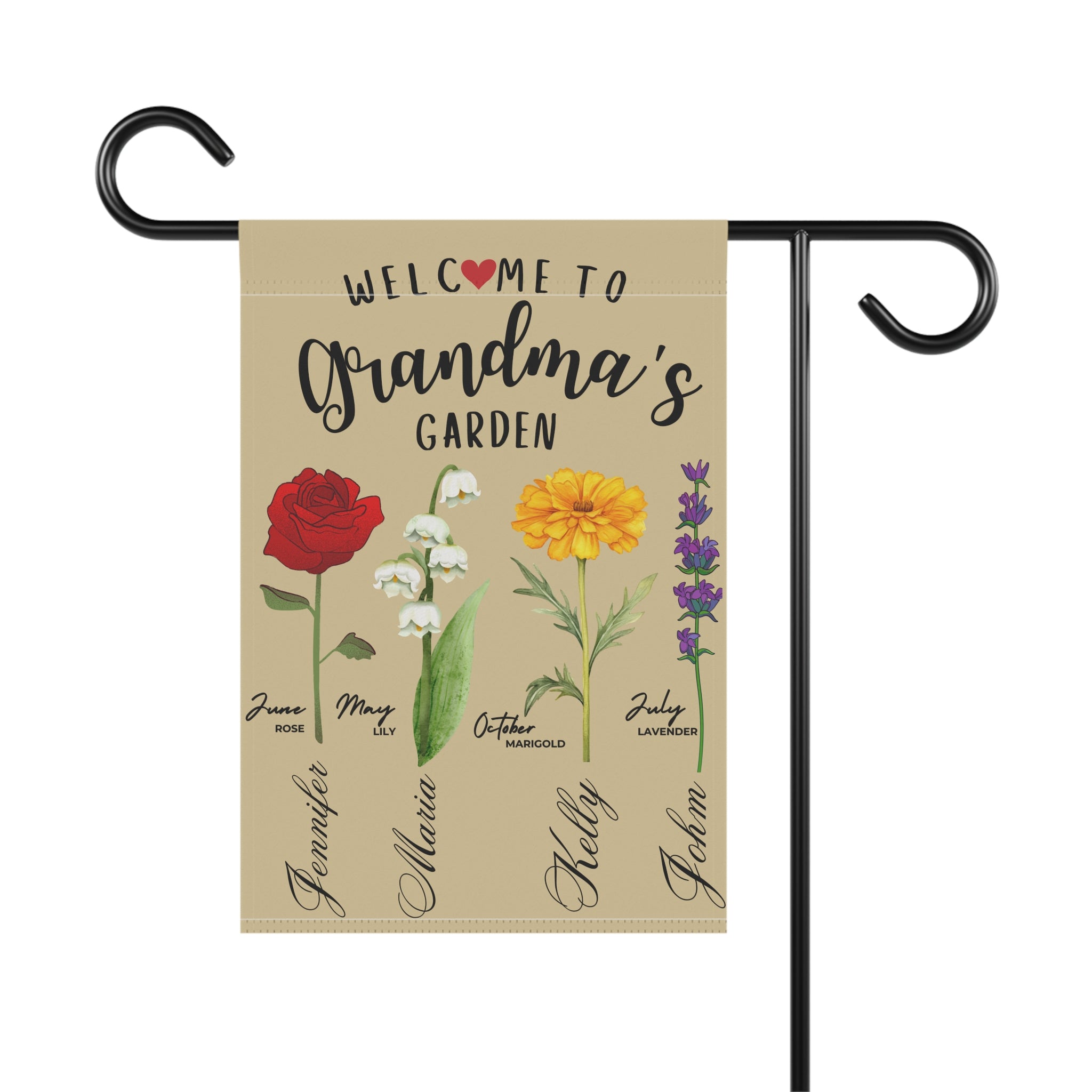 Personalized Garden Flag for Grandma – Custom Grandkids’ Names & Floral Design | Mother’s Day or Birthday Gift for Grandma, Mimi, Nana