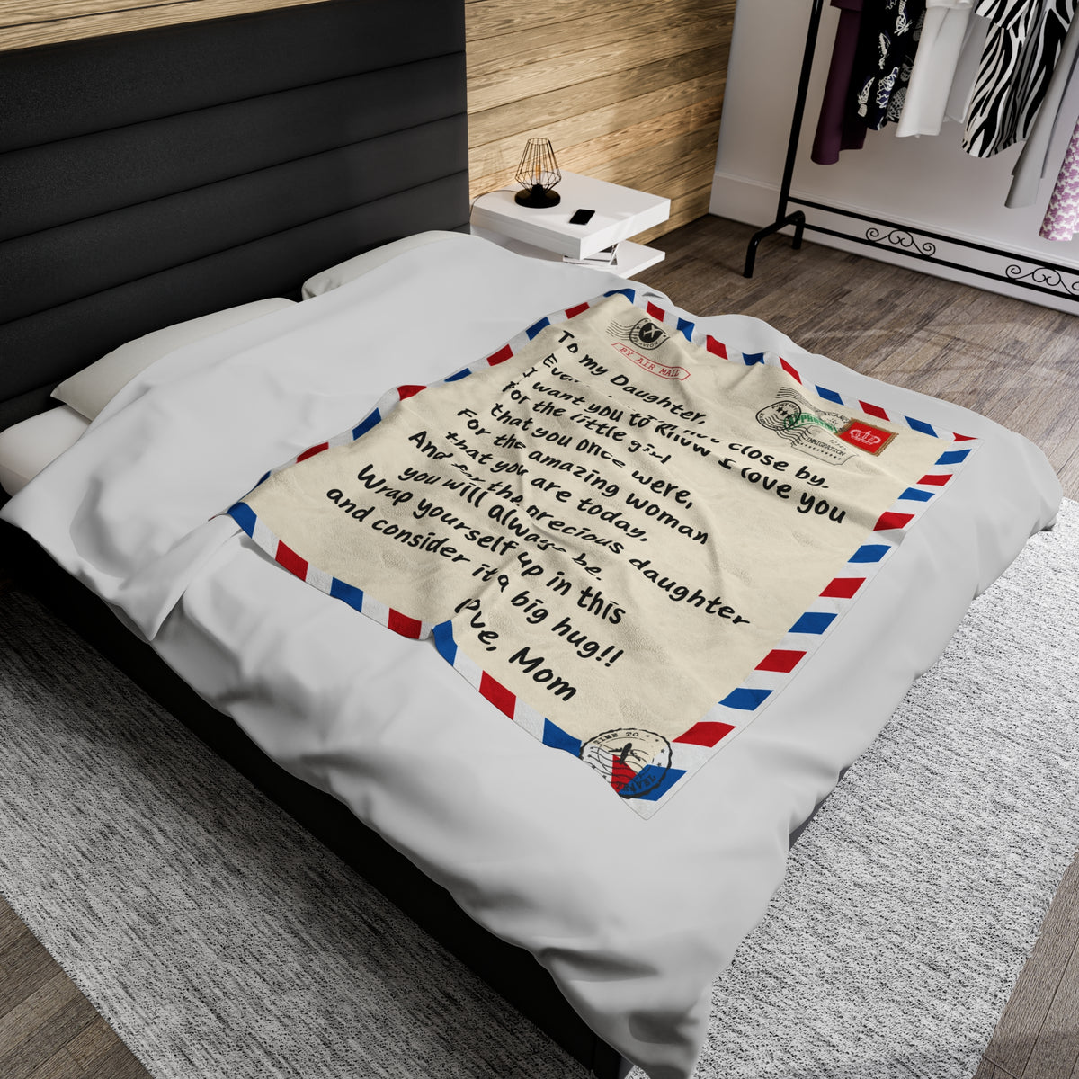 Daughter Postcard Blanket “ When I’m Not Close, I’ll Always Love You”