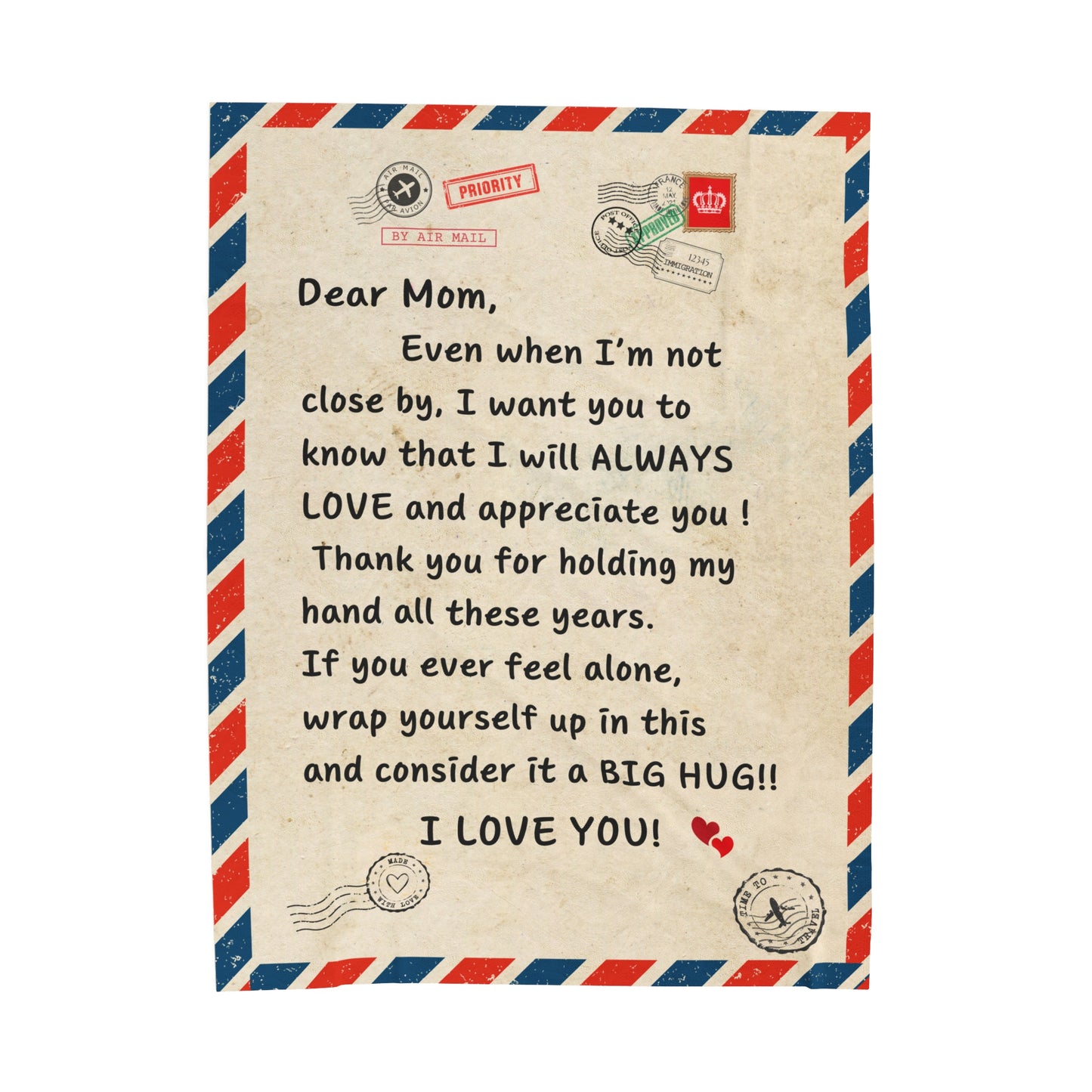 Dear Mom-  Postcard Plush Blanket