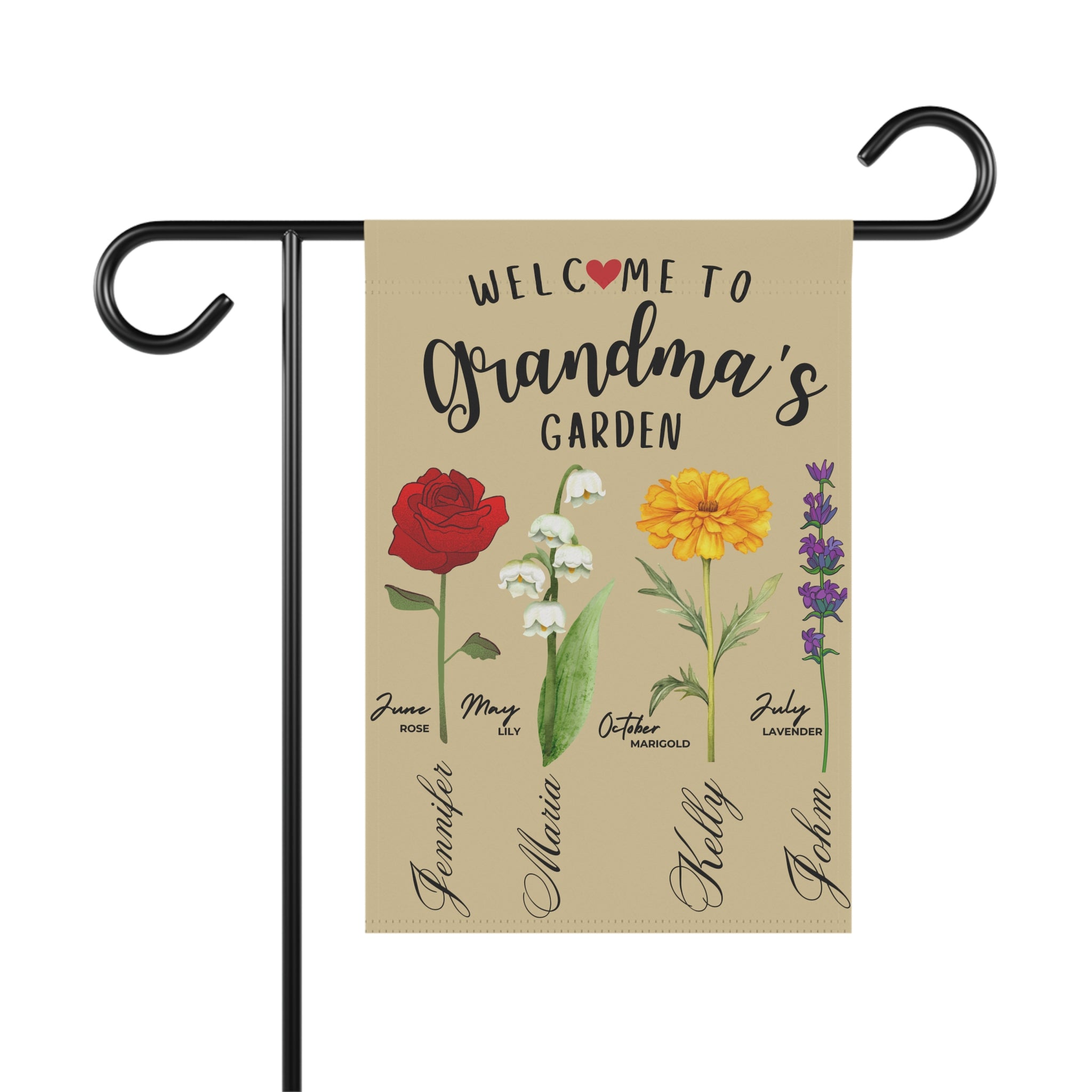 Personalized Garden Flag for Grandma – Custom Grandkids’ Names & Floral Design | Mother’s Day or Birthday Gift for Grandma, Mimi, Nana