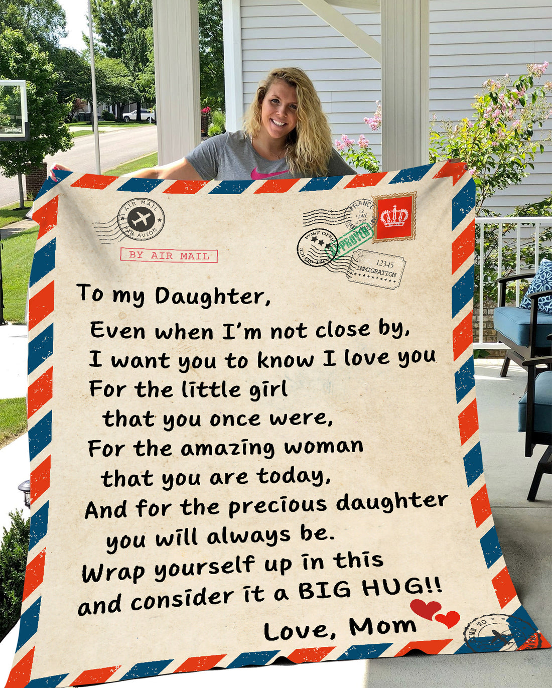 Daughter Postcard Blanket “ When I’m Not Close, I’ll Always Love You”