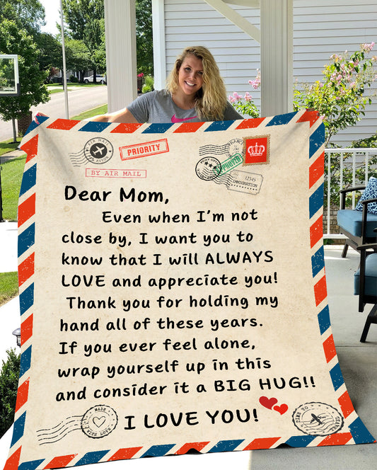 Dear Mom -  Postcard Plush I Love You Letter Blanket