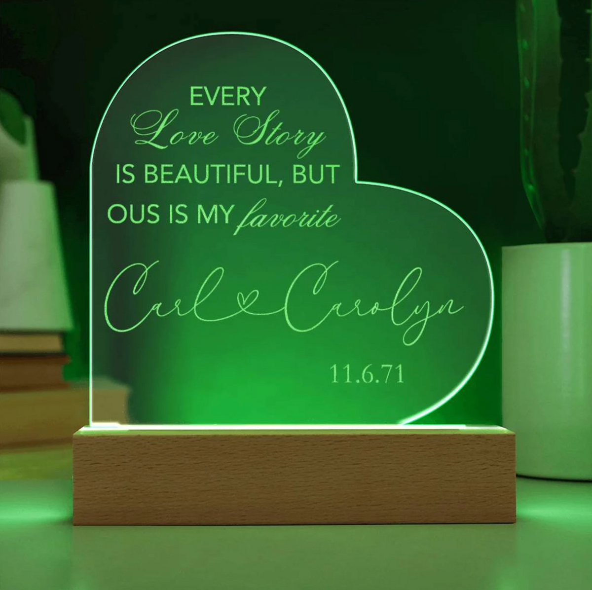 Couples Custom Acrylic Heart Shaped Plaque