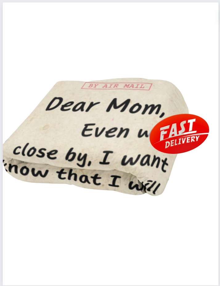 Dear Mom -  Postcard Plush I Love You Letter Blanket