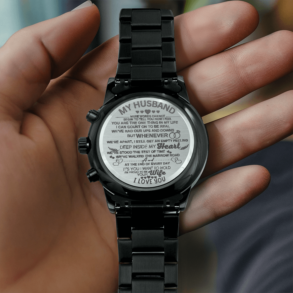 "To My Husband" Engraved Wooden Watch for My Man Fiancé Husband Birthday Anniversary