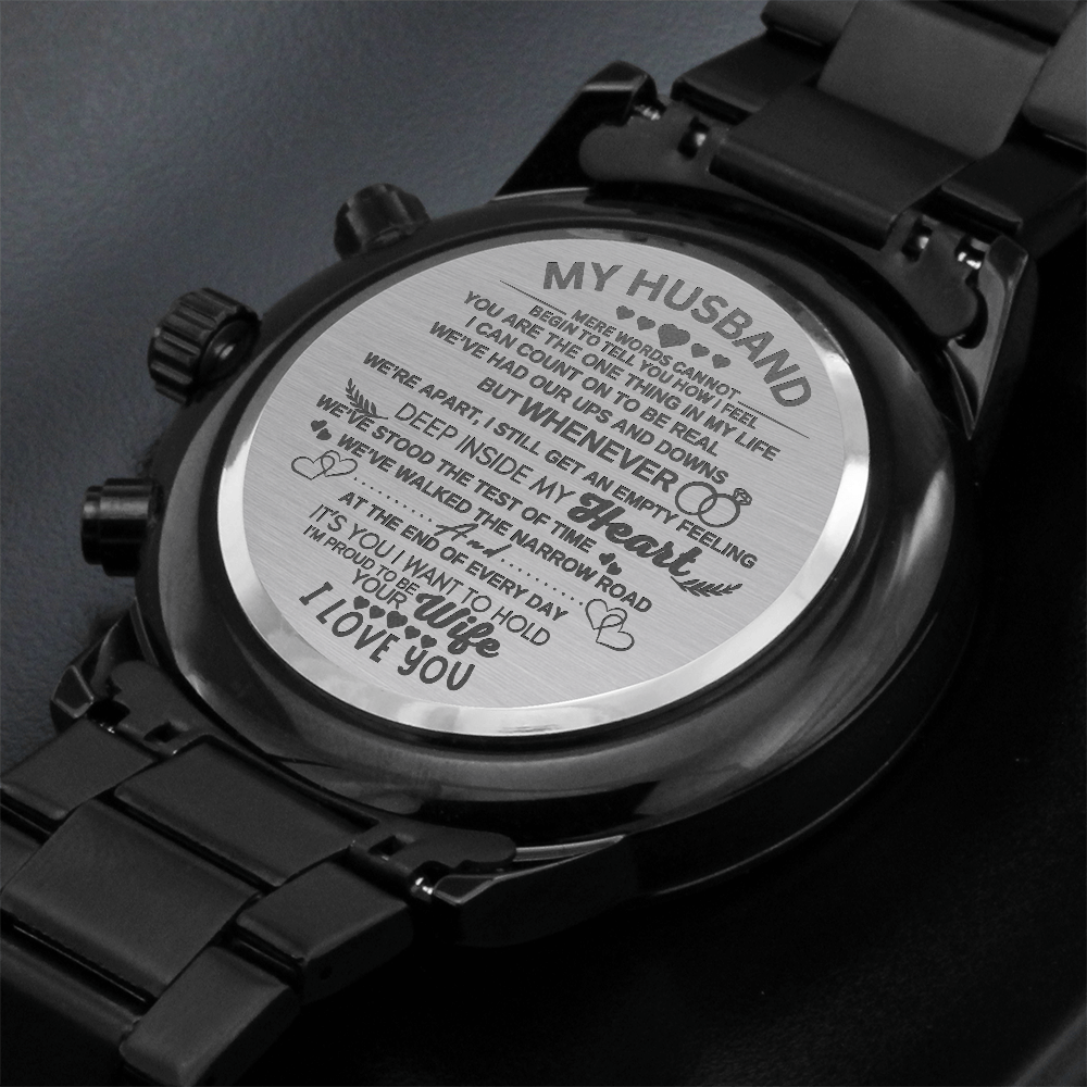"To My Husband" Engraved Wooden Watch for My Man Fiancé Husband Birthday Anniversary