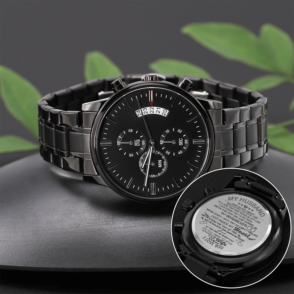 "To My Husband" Engraved Wooden Watch for My Man Fiancé Husband Birthday Anniversary
