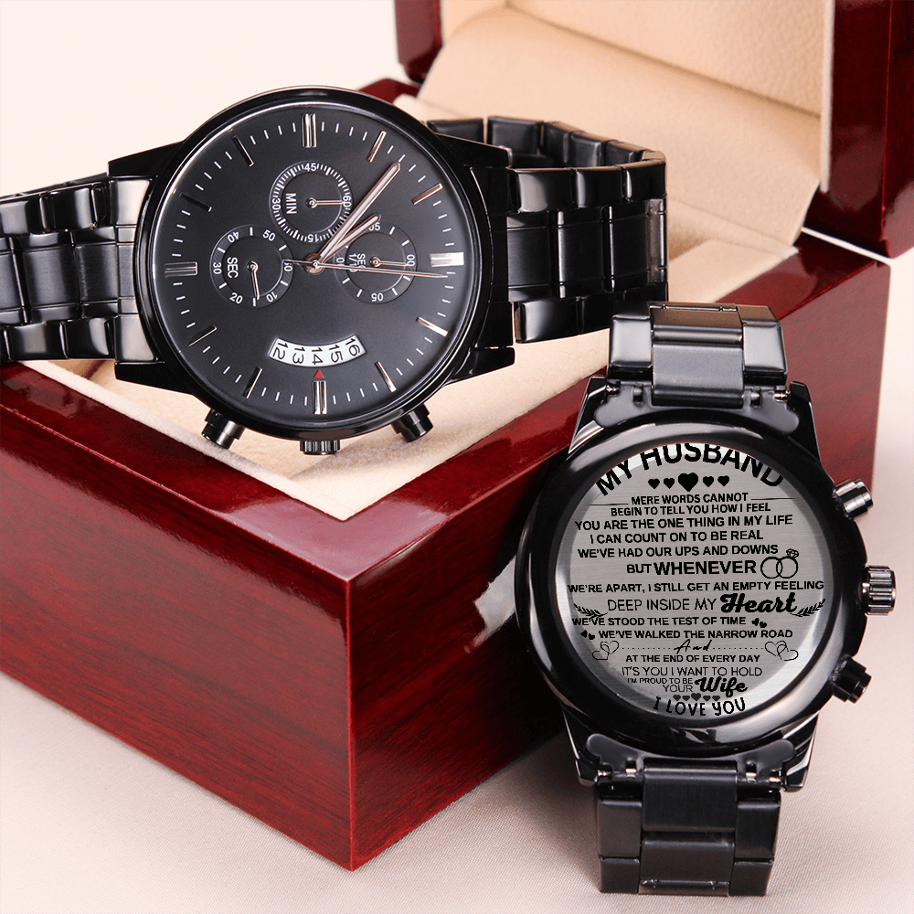 "To My Husband" Engraved Wooden Watch for My Man Fiancé Husband Birthday Anniversary