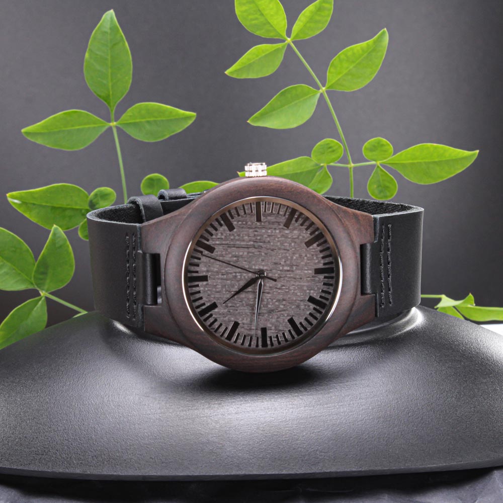 "To My Husband" - Personalized Engraved Wooden Watch  for Dad Anniversary, Birthday, Father's Day
