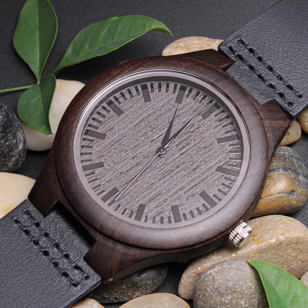 "To My Husband" - Personalized Engraved Wooden Watch  for Dad Anniversary, Birthday, Father's Day