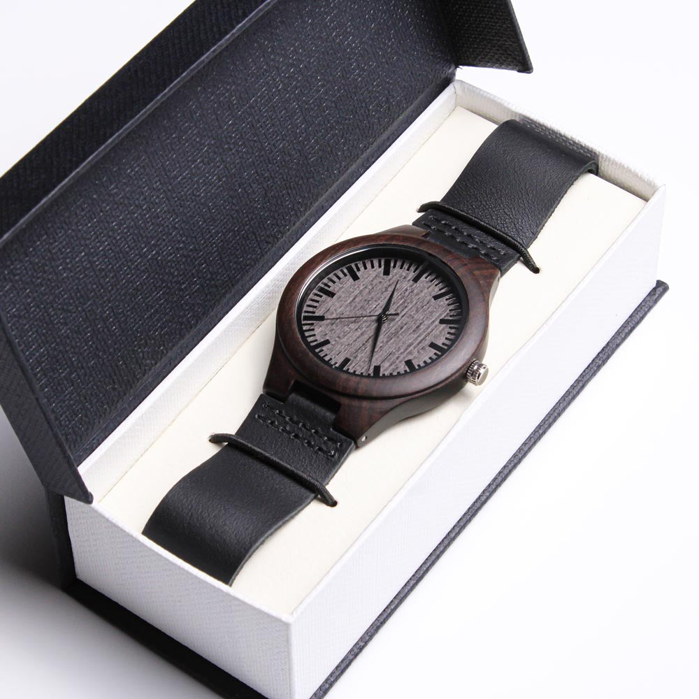 "To My Husband" - Personalized Engraved Wooden Watch  for Dad Anniversary, Birthday, Father's Day