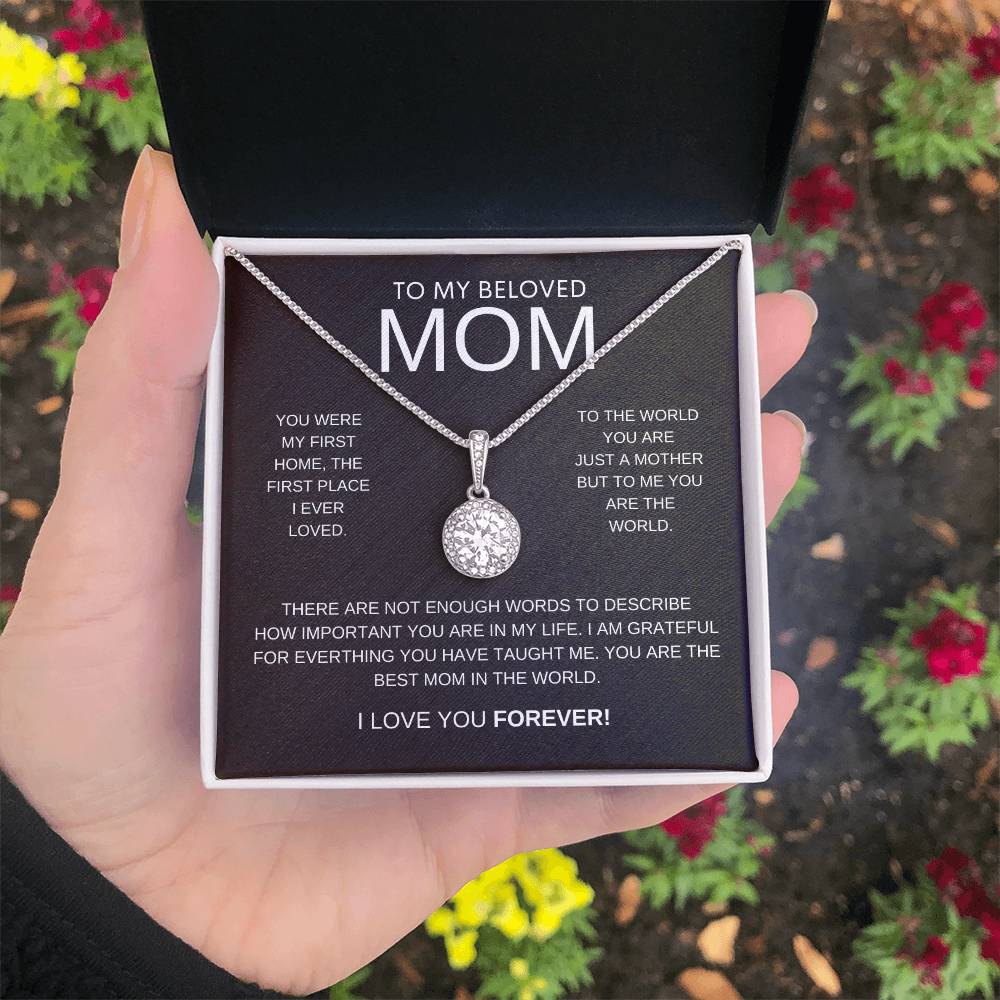 To My Beloved Mom -Sterling Silver Necklace - Luxury LED Box