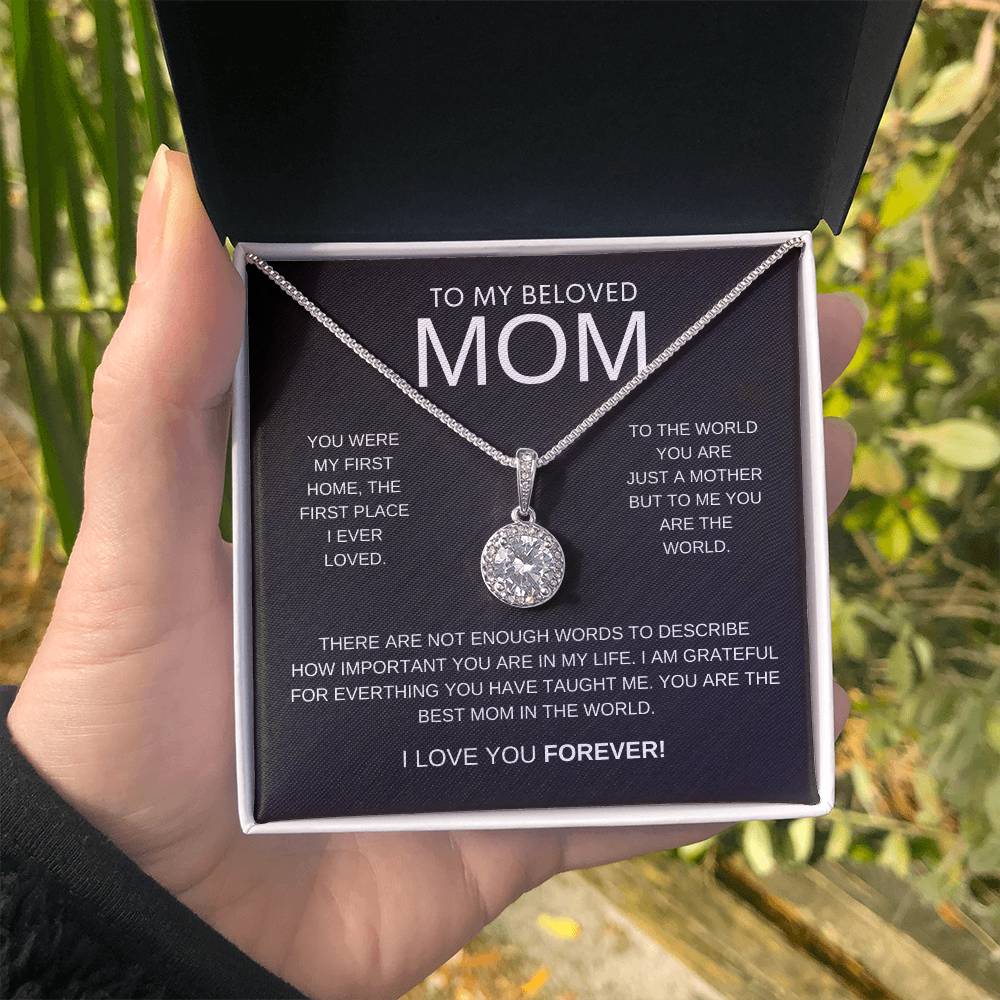 To My Beloved Mom -Sterling Silver Necklace - Luxury LED Box