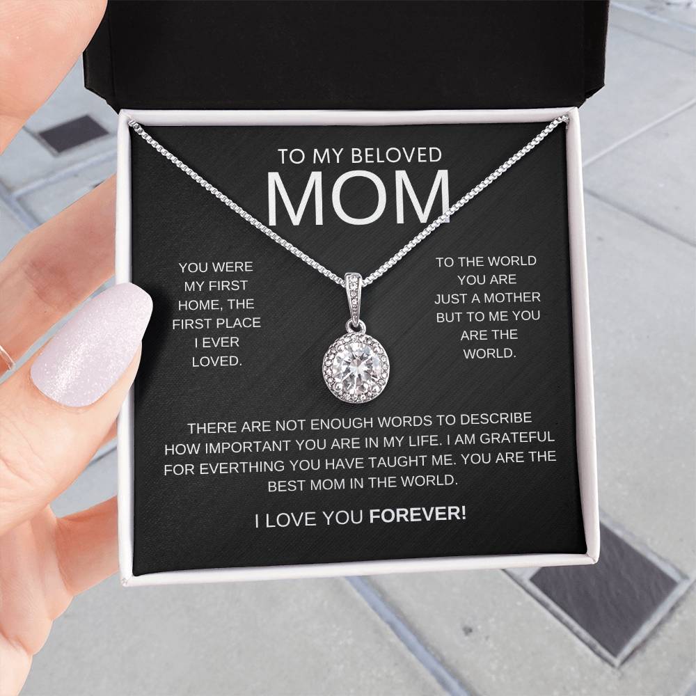 To My Beloved Mom -Sterling Silver Necklace - Luxury LED Box