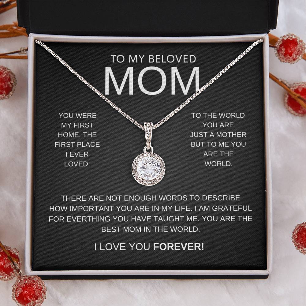 To My Beloved Mom -Sterling Silver Necklace - Luxury LED Box