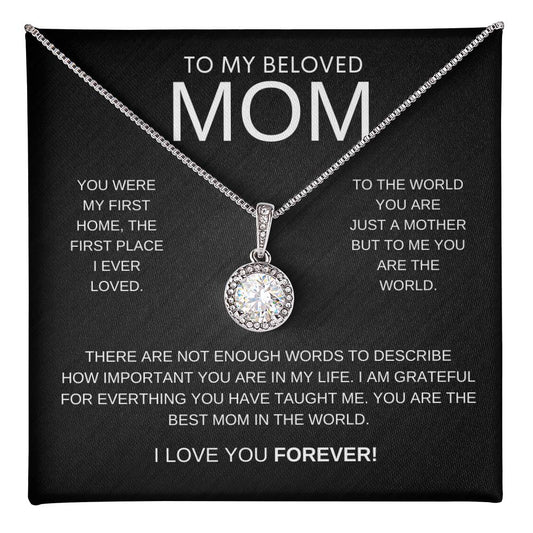 To My Beloved Mom -Sterling Silver Necklace - Luxury LED Box