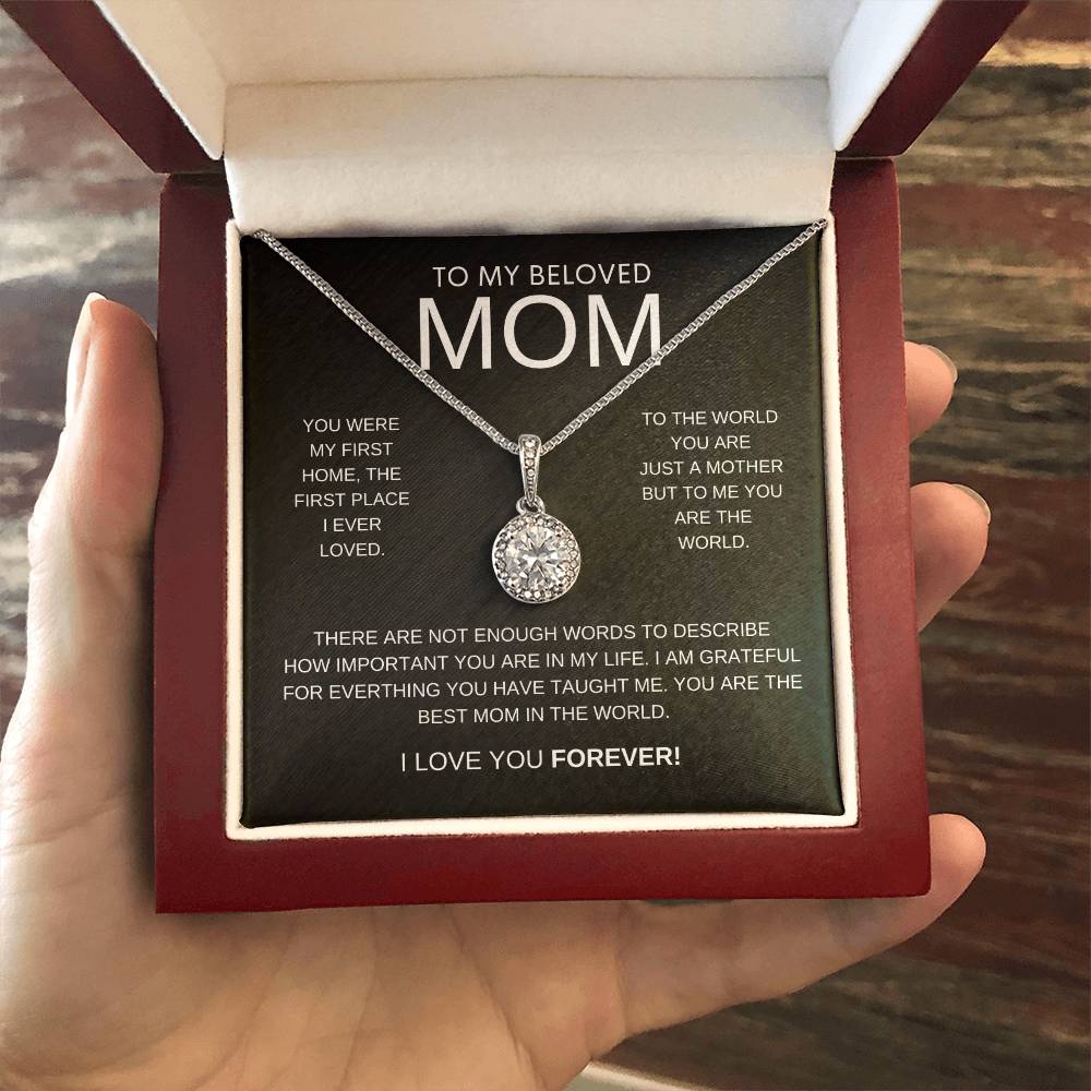 To My Beloved Mom -Sterling Silver Necklace - Luxury LED Box