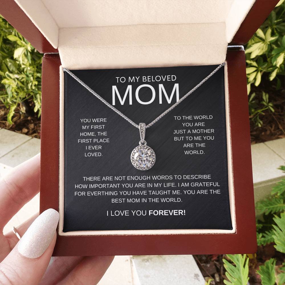 To My Beloved Mom -Sterling Silver Necklace - Luxury LED Box