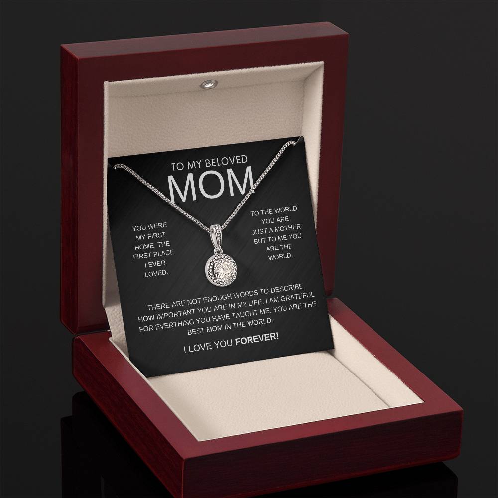 To My Beloved Mom -Sterling Silver Necklace - Luxury LED Box