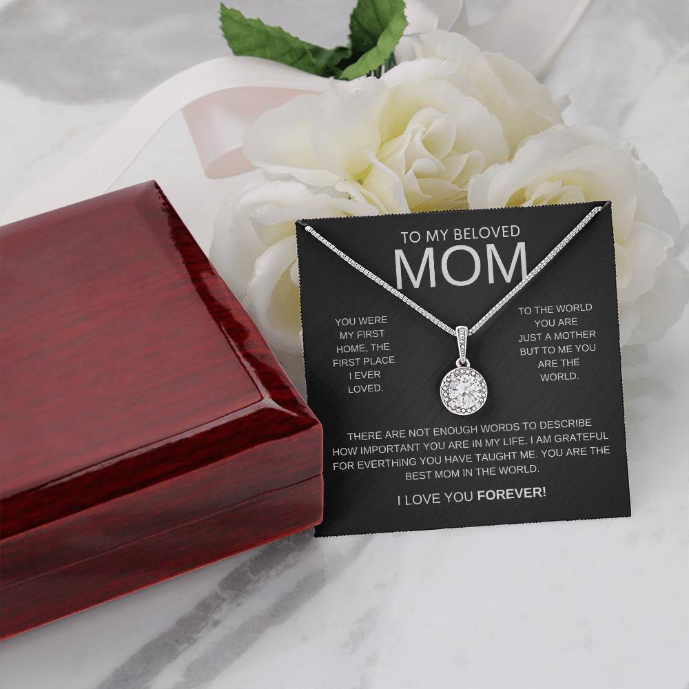 To My Beloved Mom -Sterling Silver Necklace - Luxury LED Box