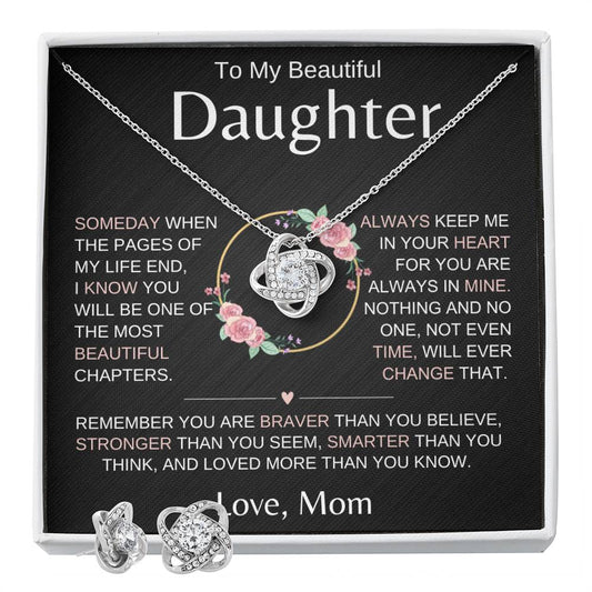 To My Beautiful Daughter - You Are Braver - Love Knot Necklace