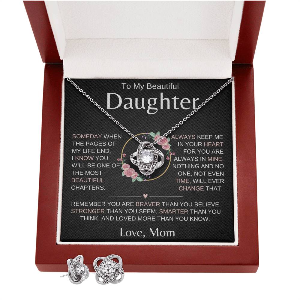 To My Beautiful Daughter - You Are Braver - Love Knot Necklace