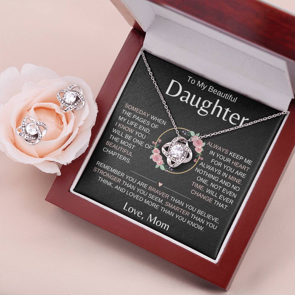 To My Beautiful Daughter - You Are Braver - Love Knot Necklace