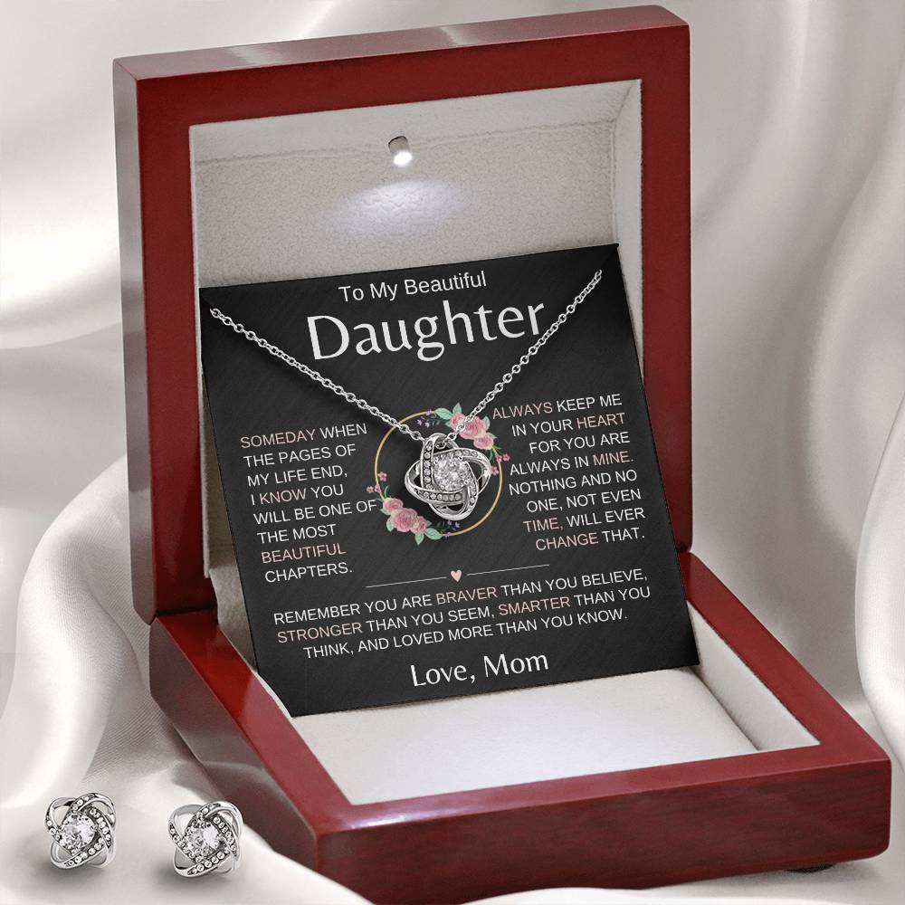 To My Beautiful Daughter - You Are Braver - Love Knot Necklace