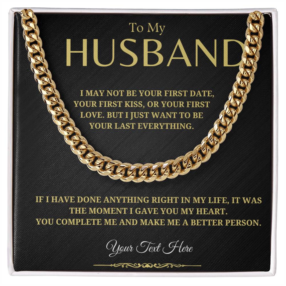 74.95 To My Husband Personalized Gift - Silver Cuban Link Chain - Anniversary/ Christmas Gift ShineOn Fulfillment 74.95