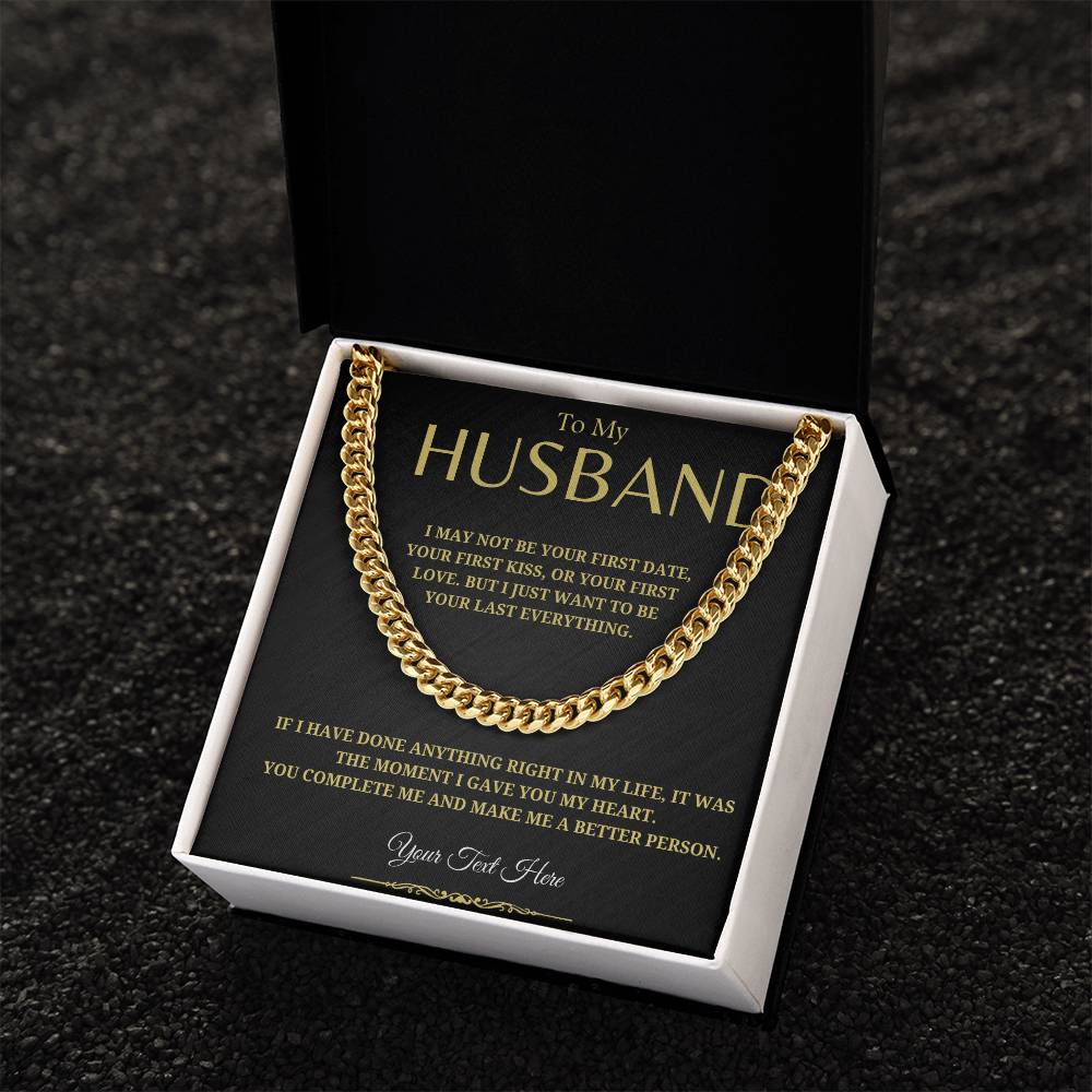 59.95 To My Husband Personalized Gift - Silver Cuban Link Chain - Anniversary/ Christmas Gift ShineOn Fulfillment 59.95