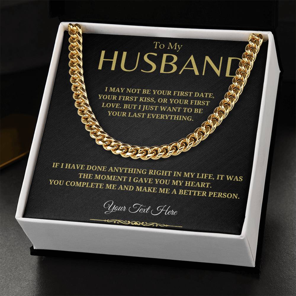 59.95 To My Husband Personalized Gift - Silver Cuban Link Chain - Anniversary/ Christmas Gift ShineOn Fulfillment 59.95