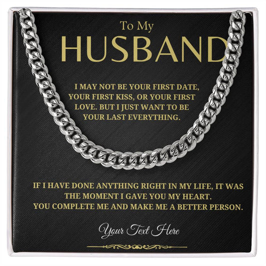 59.95 To My Husband Personalized Gift - Silver Cuban Link Chain - Anniversary/ Christmas Gift ShineOn Fulfillment 59.95