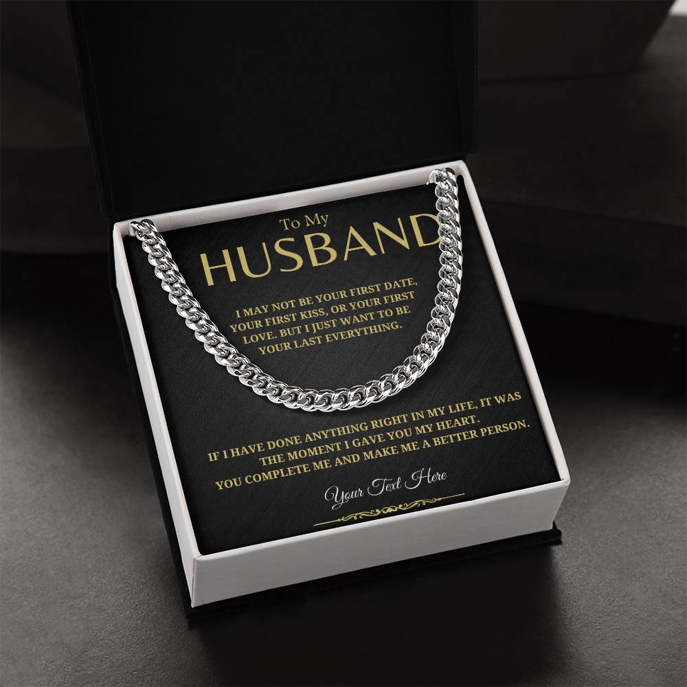 59.95 To My Husband Personalized Gift - Silver Cuban Link Chain - Anniversary/ Christmas Gift ShineOn Fulfillment 59.95