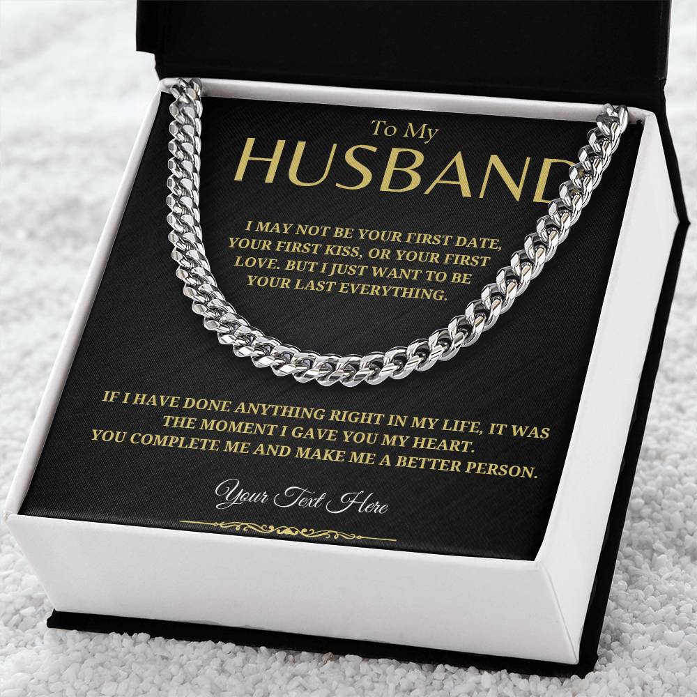 59.95 To My Husband Personalized Gift - Silver Cuban Link Chain - Anniversary/ Christmas Gift ShineOn Fulfillment 59.95