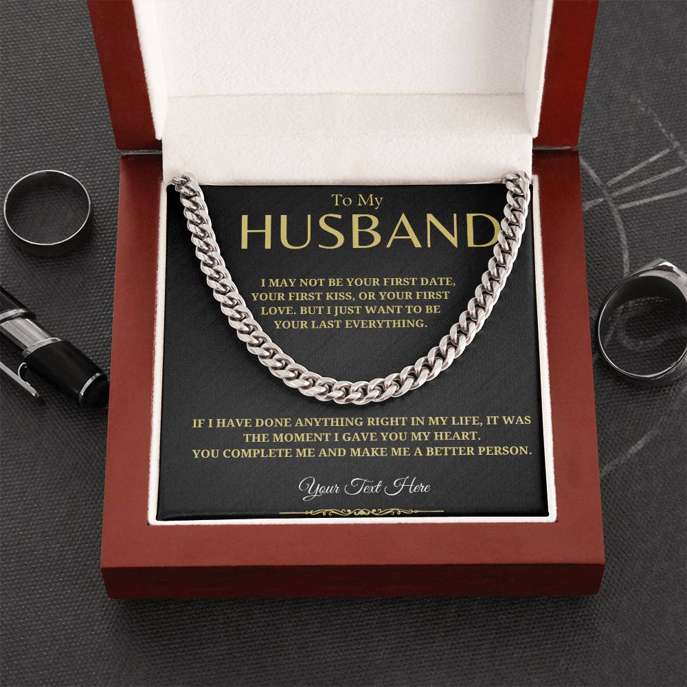 59.95 To My Husband Personalized Gift - Silver Cuban Link Chain - Anniversary/ Christmas Gift ShineOn Fulfillment 59.95