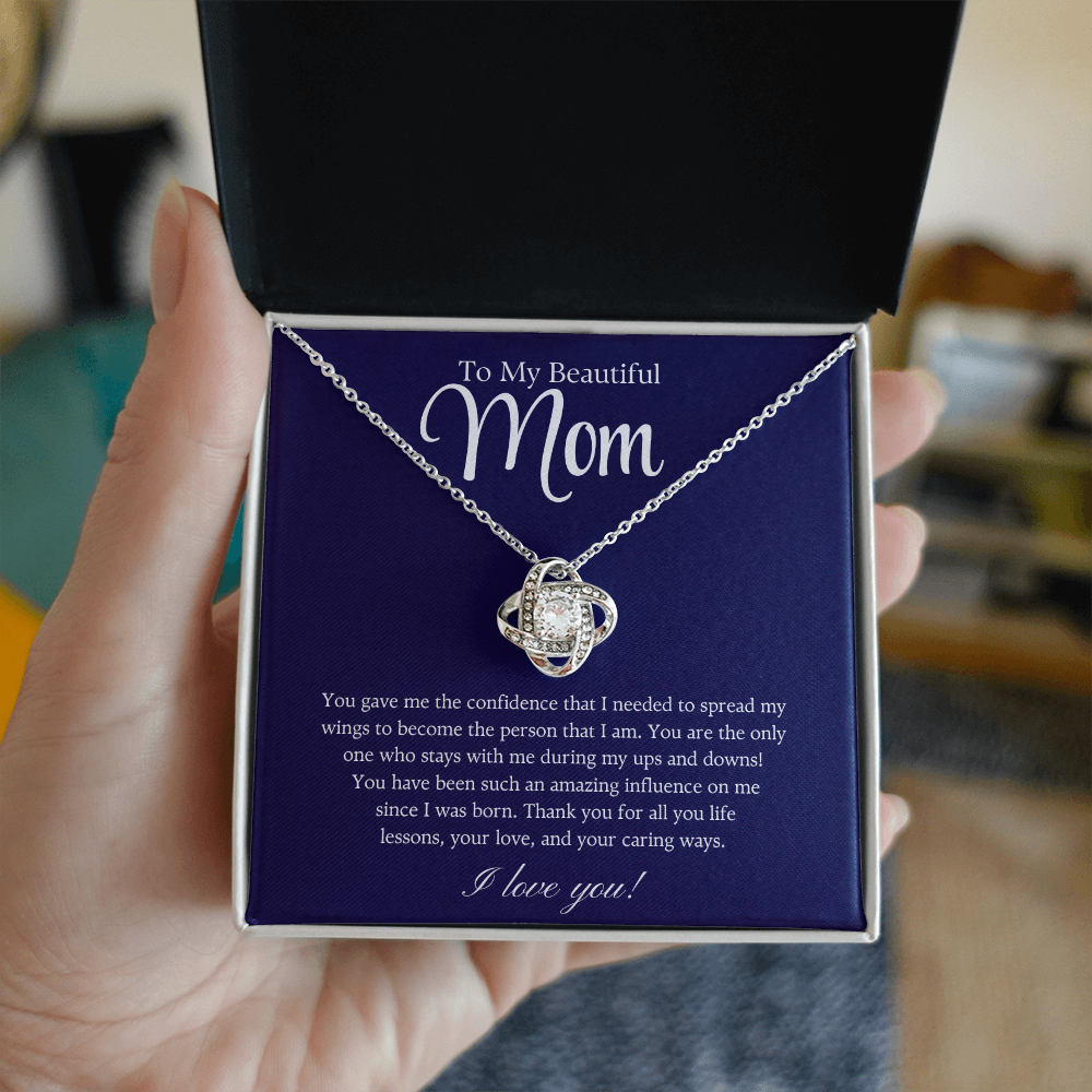 To My Beautiful Mom – The Woman Who Gave Me Wings Necklace
