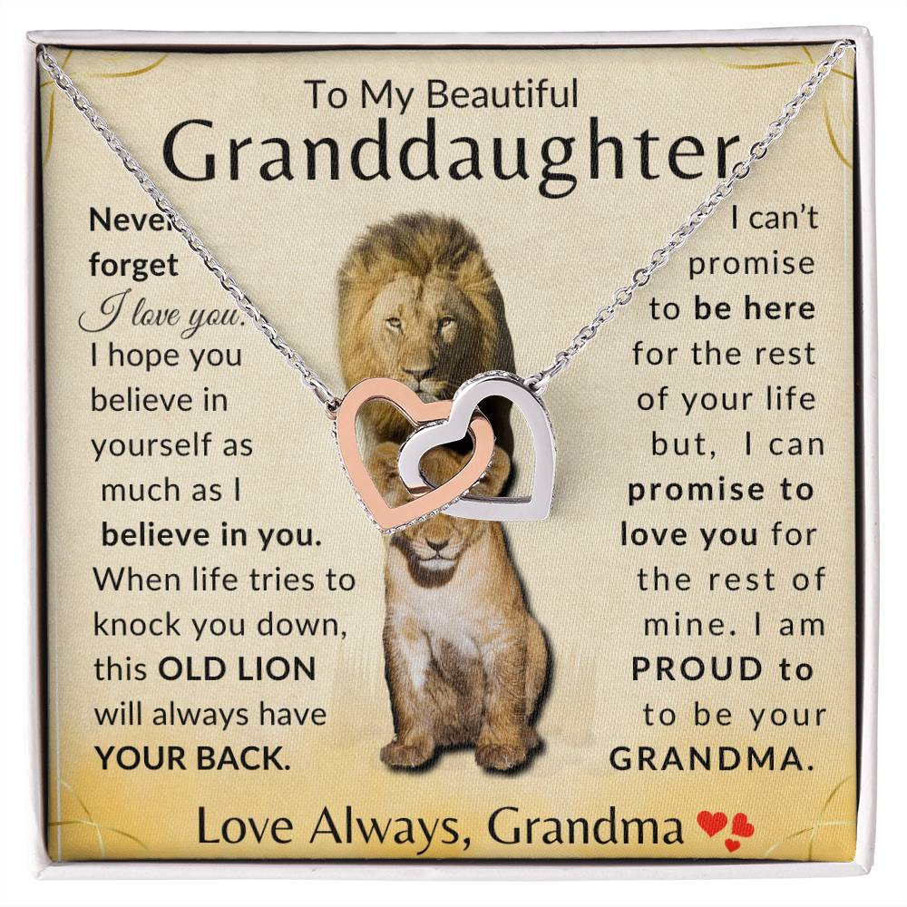 To My Granddaughter "Proud Grandma"  Linked Hearts