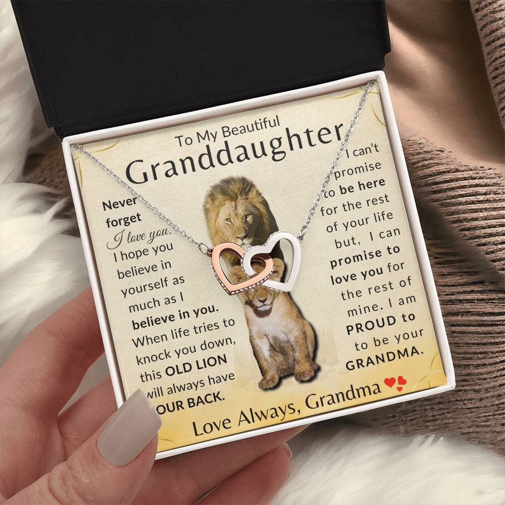 To My Granddaughter "Proud Grandma"  Linked Hearts