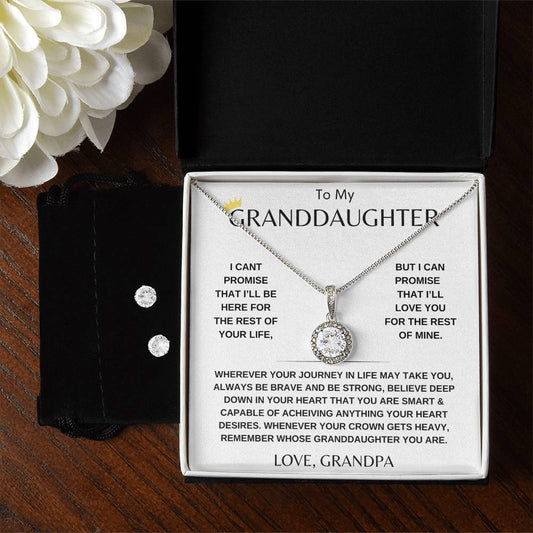 To My Granddaughter Necklace & Earring | 14K Gold | Gift Set