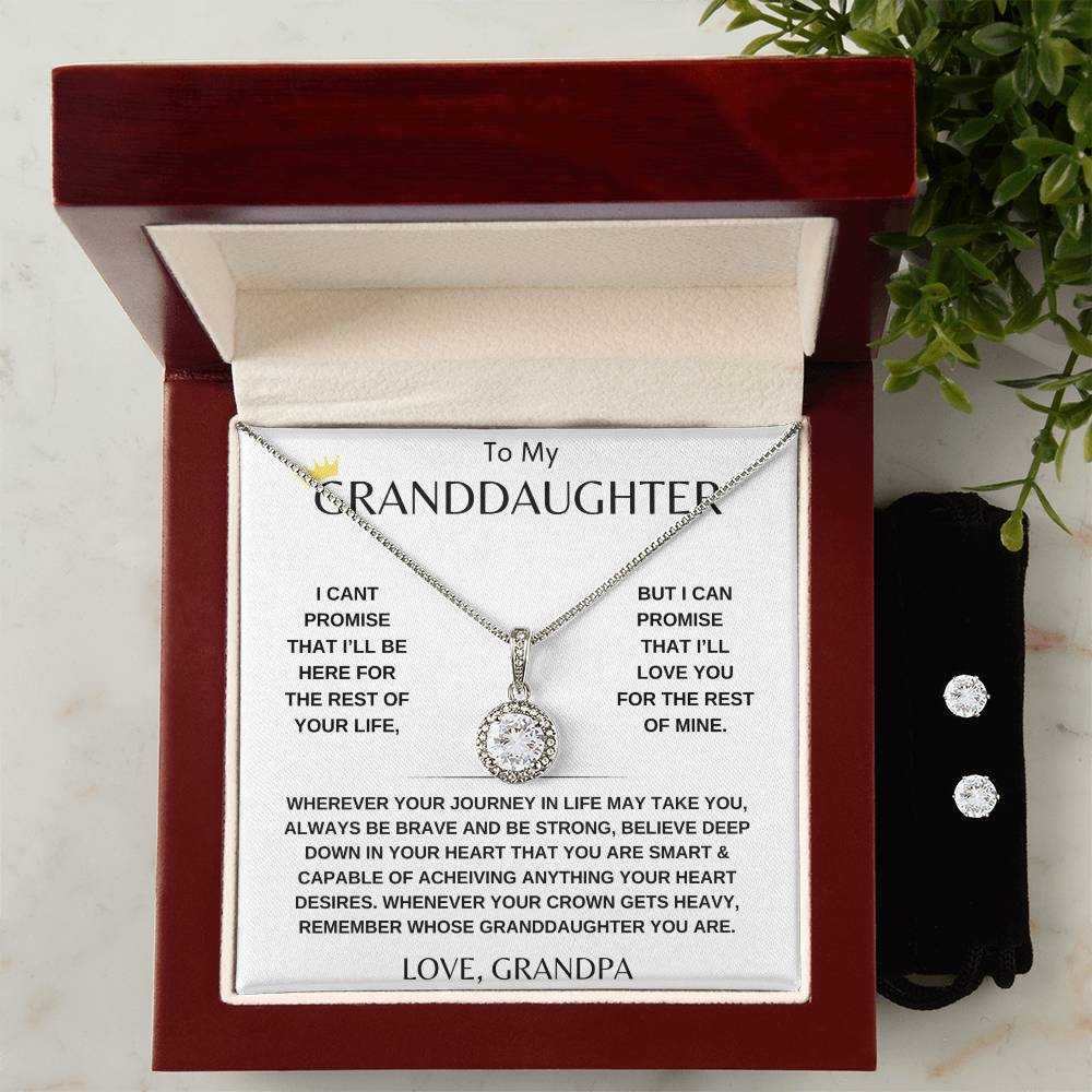 To My Granddaughter Necklace & Earring | 14K Gold | Gift Set