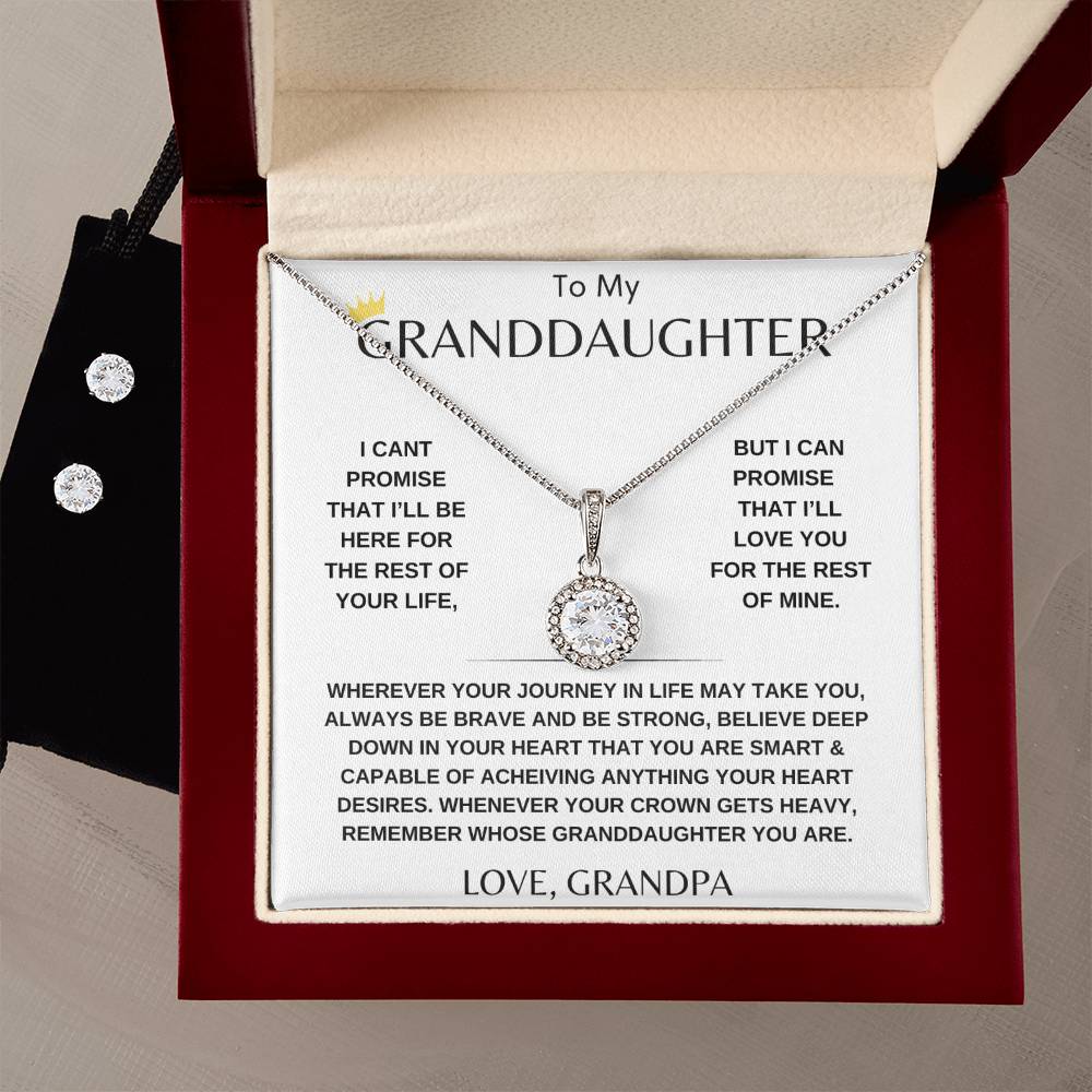 To My Granddaughter Necklace & Earring | 14K Gold | Gift Set