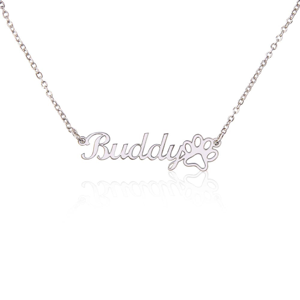 Pet Name Necklace - Paw Print