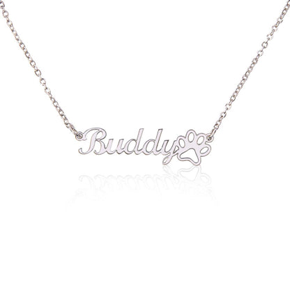 Pet Name Necklace - Paw Print