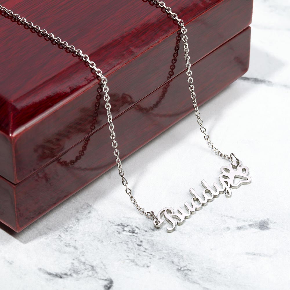 Pet Name Necklace - Paw Print