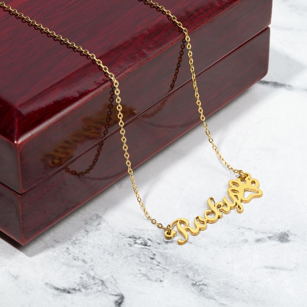 Pet Name Necklace - Paw Print