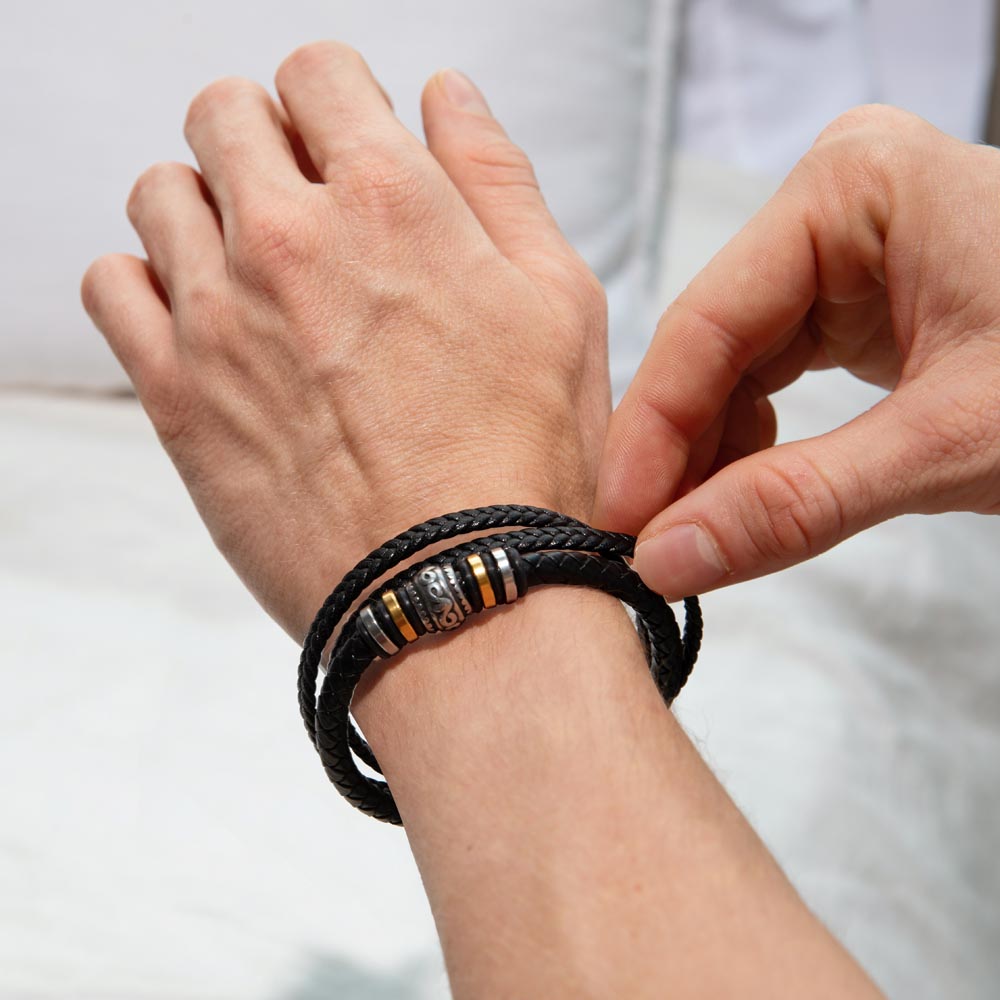 To My Son | Stay Strong Leather Bracelet