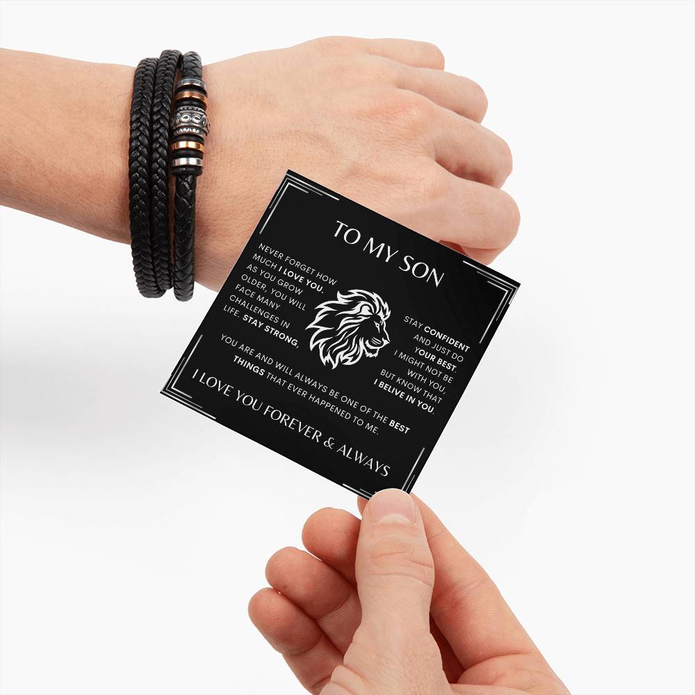 To My Son | Stay Strong Leather Bracelet